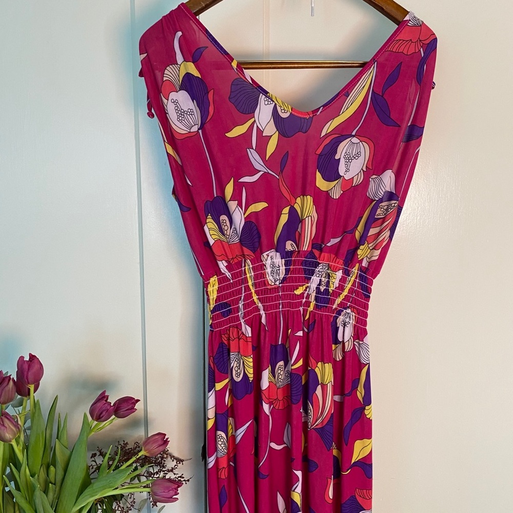Maxi Disco Flowers Dress XL - XXL VTG 90’s do 70’s